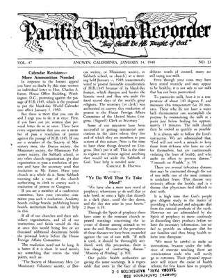 Pacific Union Recorder | January 14, 1948