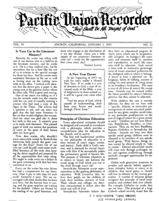 Pacific Union Recorder | January 1, 1951