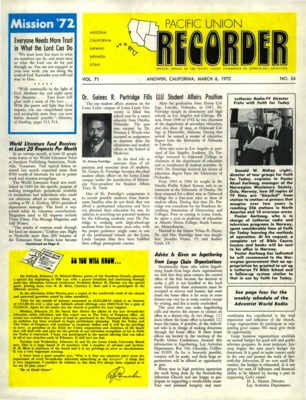 Pacific Union Recorder | March 6, 1972