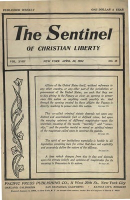 The Sentinel of Christian Liberty | April 30, 1903