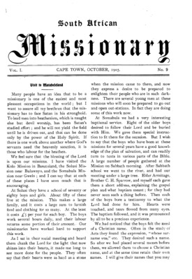 South African Missionary | October 1, 1903