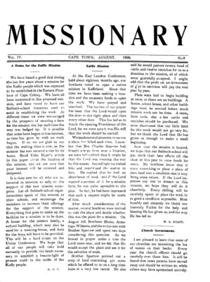 South African Missionary | August 1, 1906