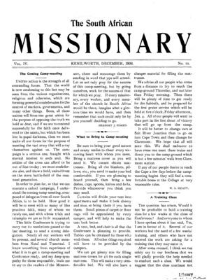 South African Missionary | December 1, 1906