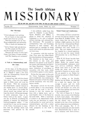 South African Missionary | April 29, 1912