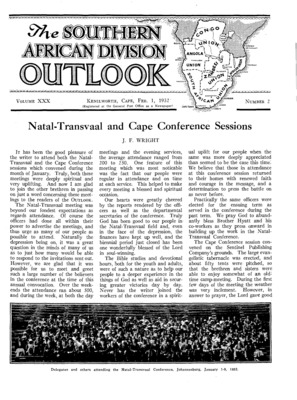 The Southern African Division Outlook | February 1, 1932