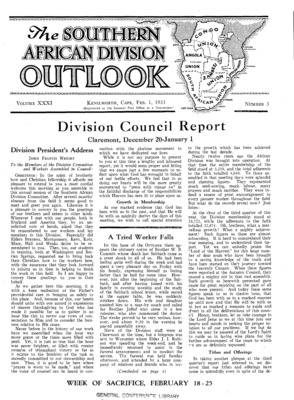 The Southern African Division Outlook | February 1, 1933
