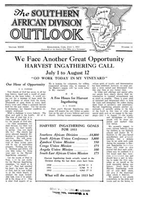 The Southern African Division Outlook | July 1, 1933