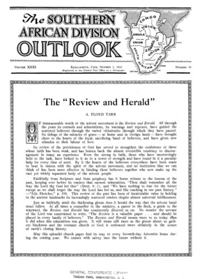 The Southern African Division Outlook | October 1, 1933