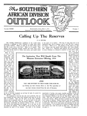 The Southern African Division Outlook | April 1, 1934