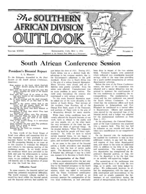 The Southern African Division Outlook | May 1, 1934