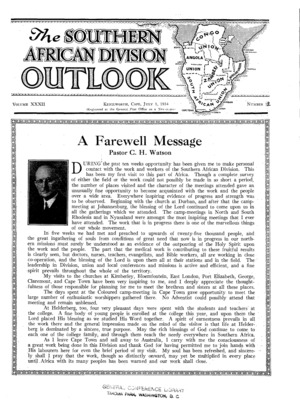 The Southern African Division Outlook | July 1, 1934