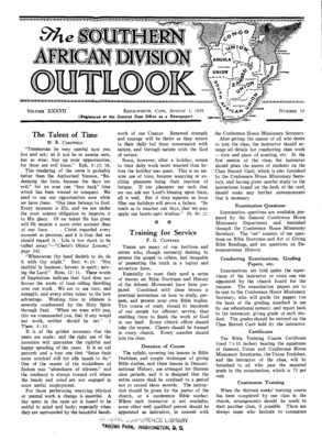 The Southern African Division Outlook | August 1, 1939