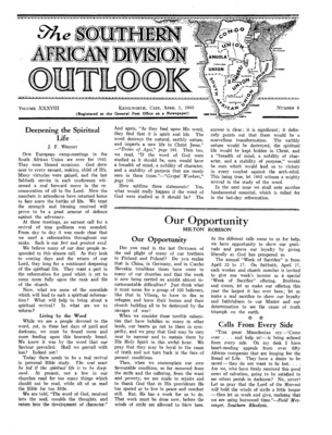 The Southern African Division Outlook | April 1, 1940