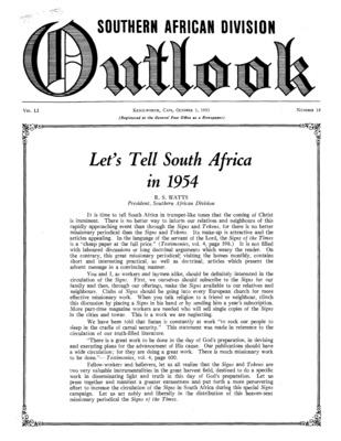 The Southern African Division Outlook | October 1, 1953