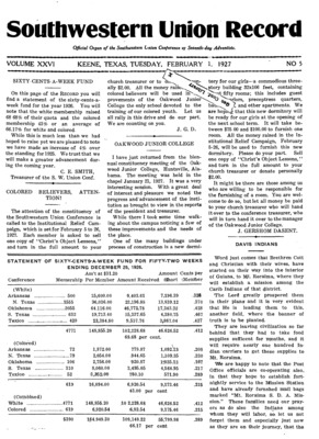 Southwestern Union Record | February 1, 1927
