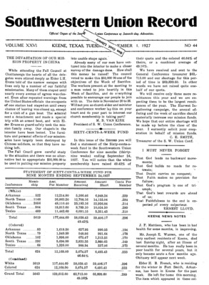 Southwestern Union Record | November 1, 1927