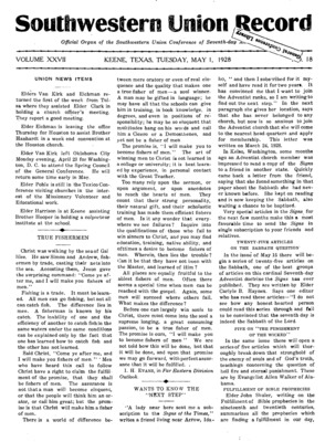 Southwestern Union Record | May 1, 1928