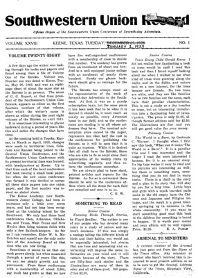 Southwestern Union Record | January 1, 1929