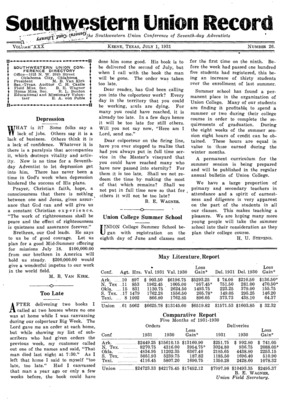 Southwestern Union Record | July 1, 1931
