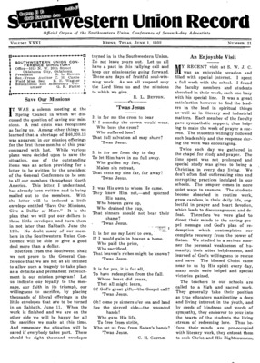 Southwestern Union Record | June 1, 1932