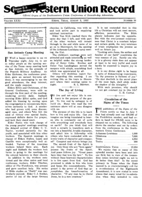 Southwestern Union Record | August 3, 1932
