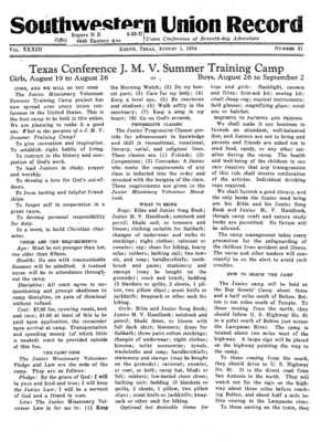 Southwestern Union Record | August 1, 1934