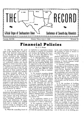 Southwestern Union Record | June 1, 1949