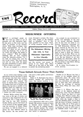 Southwestern Union Record | July 9, 1952