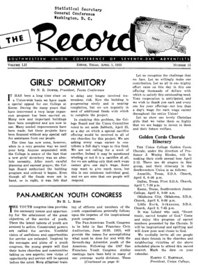 Southwestern Union Record | April 1, 1953