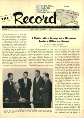 Southwestern Union Record | October 1, 1958