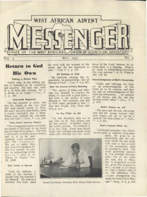 The West African Advent Messenger | May 1, 1951
