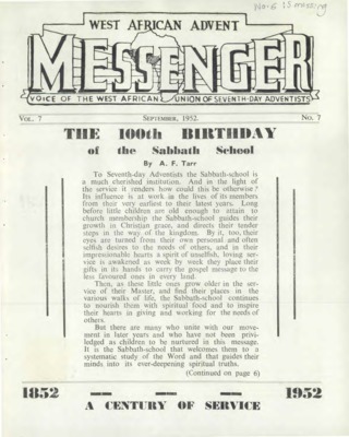 The West African Advent Messenger | July 1, 1952