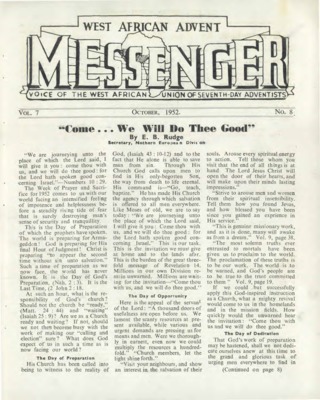 The West African Advent Messenger | August 1, 1952
