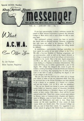 The West African Advent Messenger | January 1, 1966