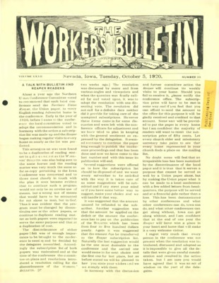 The Worker's Bulletin | October 5, 1920
