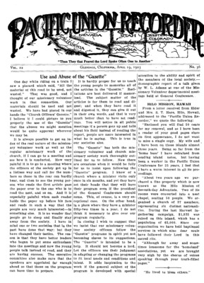 Pacific Union Recorder | April 19, 1923