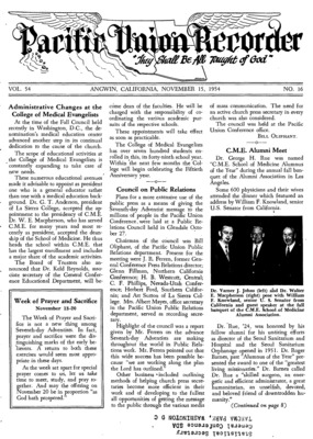 Pacific Union Recorder | November 15, 1954