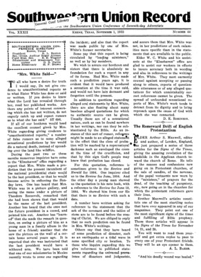 Southwestern Union Record | November 1, 1933