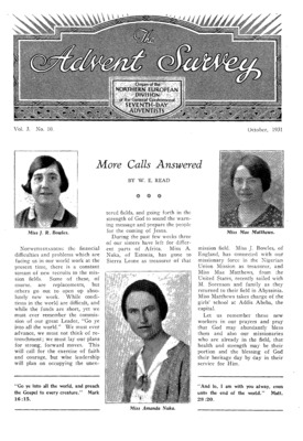 The Advent Survey | October 1, 1931