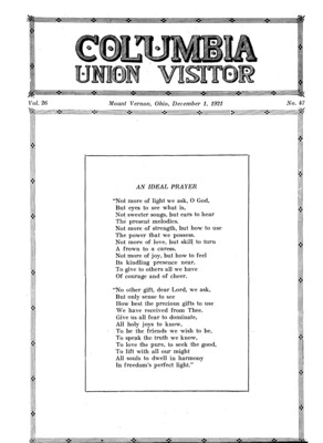 Columbia Union Visitor | December 1, 1921