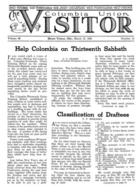 Columbia Union Visitor | March 13, 1941