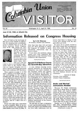 Columbia Union Visitor | April 21, 1960