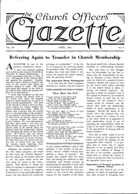 The Church Officers' Gazette | April 1, 1941