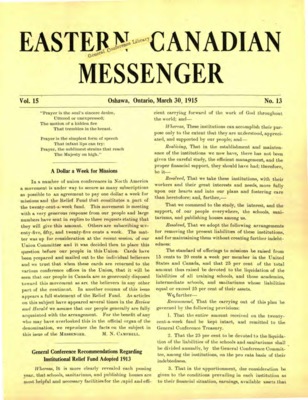 Eastern Canadian Messenger | March 30, 1915