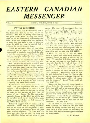 Eastern Canadian Messenger | April 1, 1924
