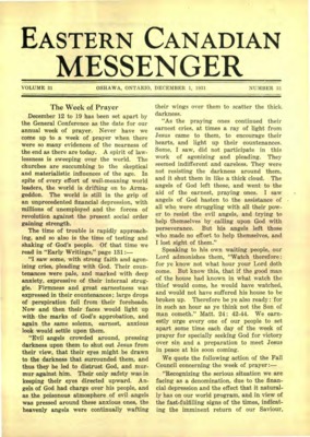 Eastern Canadian Messenger | December 1, 1931