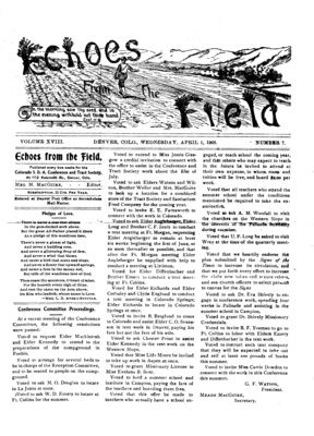Echos from the Field | April 1, 1908