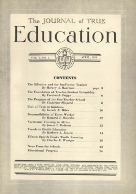 The Journal of True Education | April 1, 1939