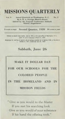 Missions Quarterly | April 1, 1920