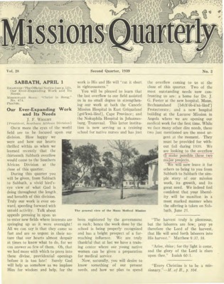 Missions Quarterly | April 1, 1939